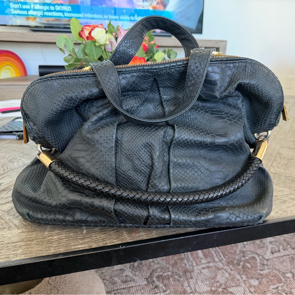 RARE in Black Leather!! CC SKYE The Luxe Olivia Satchel
